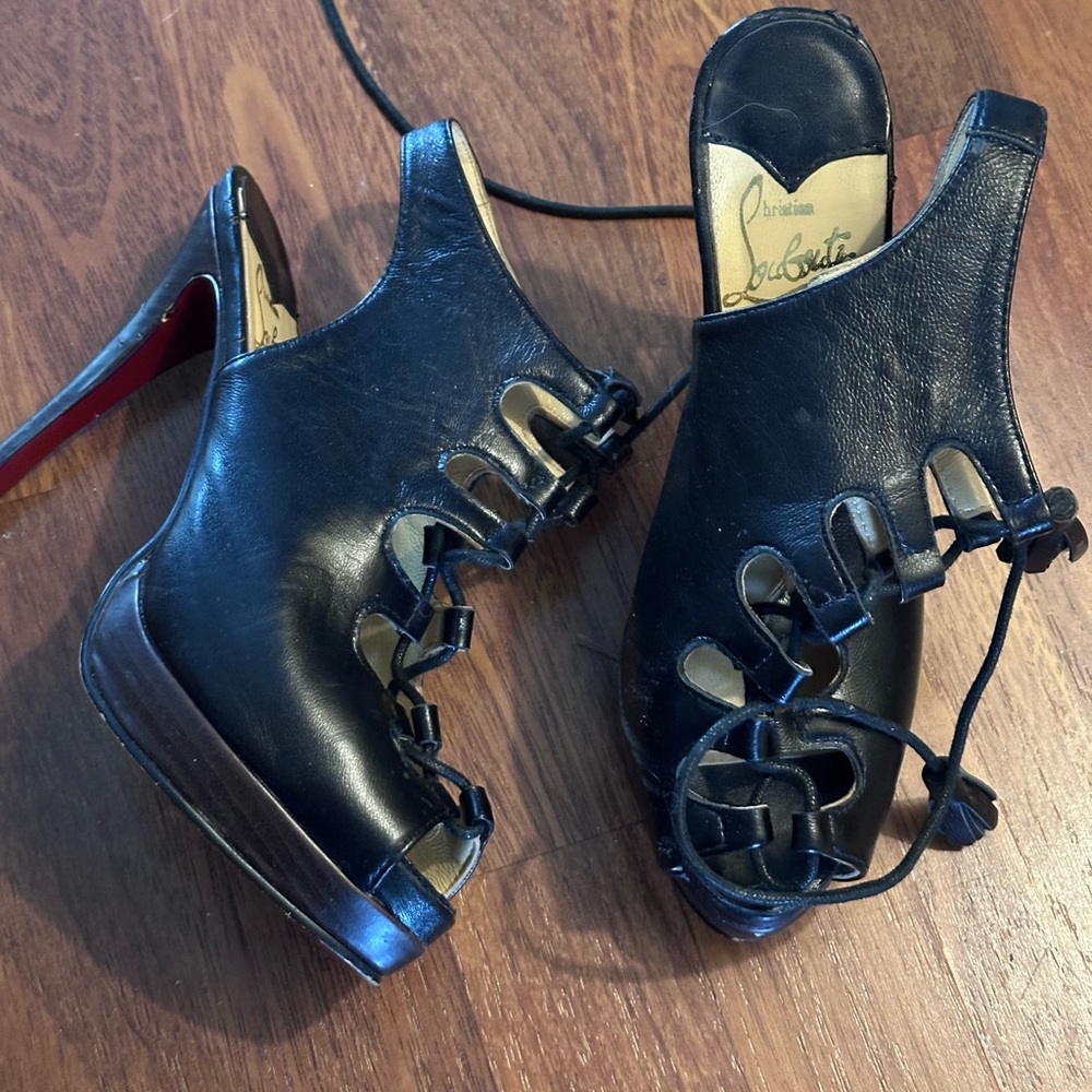 Christian Louboutin Black Open-Toe Heels